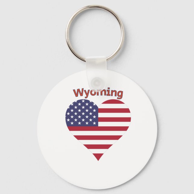 Chaveiro Wyoming American Flag Heart (Frente)