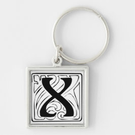 Chaveiro X Monogramm schwarz weiß Schlüsselanhänger