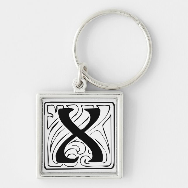 Chaveiro X Monogramm schwarz weiß Schlüsselanhänger (Frente)