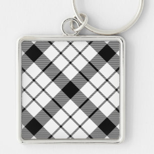 Chaveiro Xadrez branca preta MacFarlane tartan