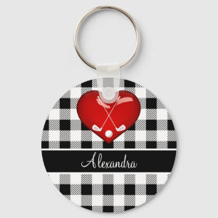 Chaveiro Xadrez de búfalos Negra tacos de golfe brancos