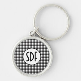 Chaveiro Xadrez Preto e Branco Monogramado Personalizado
