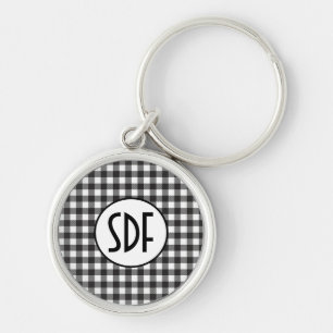 Chaveiro Xadrez Preto e Branco Monogramado Personalizado