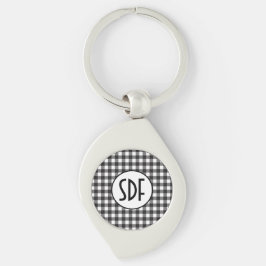 Chaveiro Xadrez Preto e Branco Monogramado Personalizado