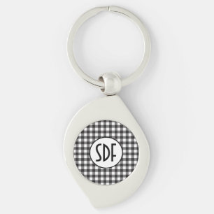 Chaveiro Xadrez Preto e Branco Monogramado Personalizado