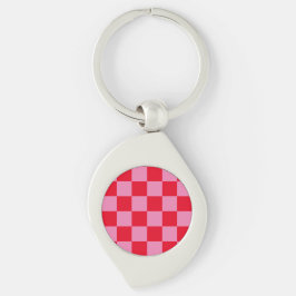 Chaveiro Xadrez Retro Padrão Xadrez Rosa Laranja