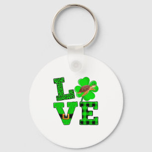 Chaveiro Xadrez Verde Shamrock Amor Tartaruga Marinha St Pa