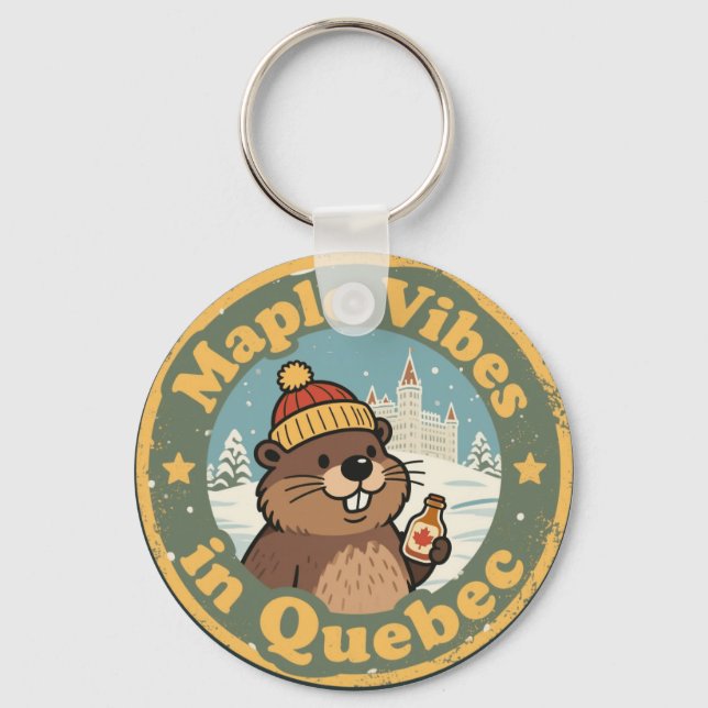 Chaveiro Xarope de Bordo Retro de Quebec (Frente)