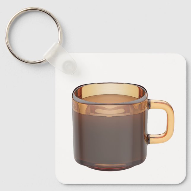 Chaveiro Xícara de café de vidro castanho com café preparad (Frente)