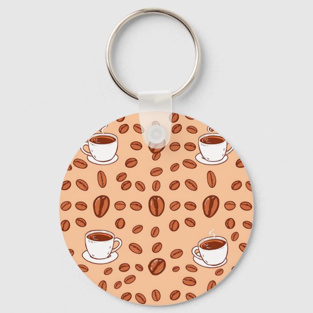 Chaveiro Xícara de Grãos de Café Padrão Aconchegante (Frente)