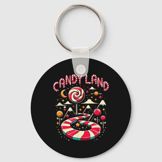 Chaveiro Xmas Candy Land Rainbow Trail Candy Cane Merry Chr (Frente)