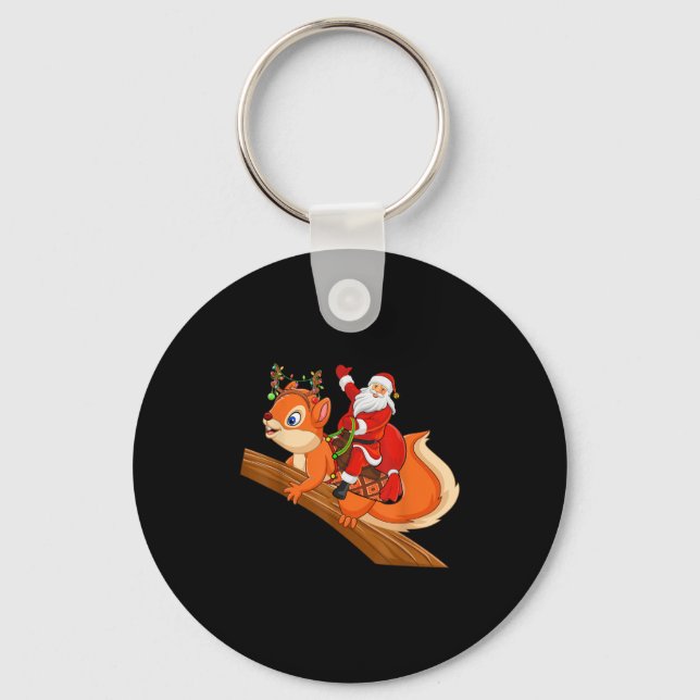 Chaveiro Xmas Family Matching Funny Santa Riding Squirrel C (Frente)