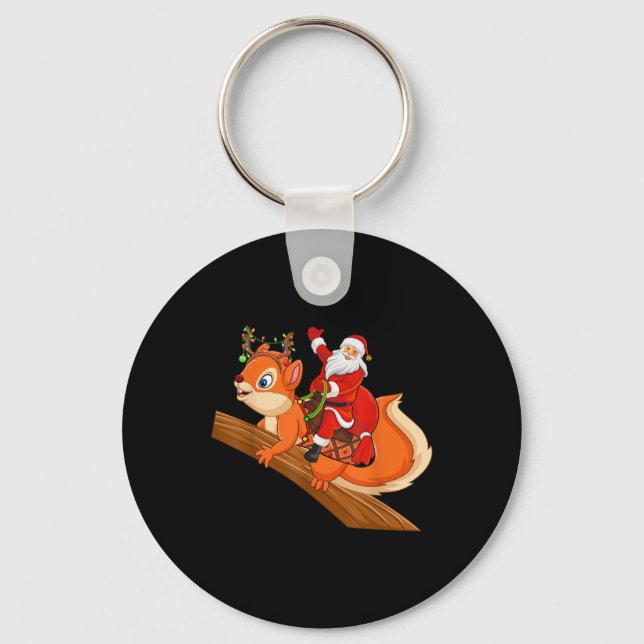 Chaveiro Xmas Family Matching Funny Santa Riding Squirrel C (Frente)