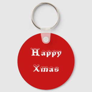 Chaveiro Xmas feliz. Vermelho e branco. Costume