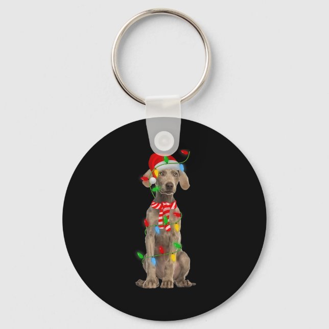 Chaveiro Xmas Lighting Holiday Santa Weimaraner Dog Christm (Frente)