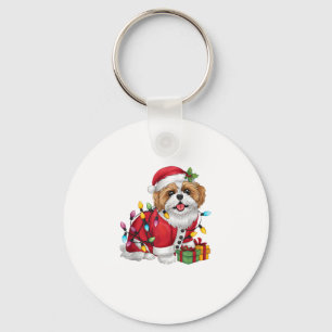 Chaveiro Xmas Lighting Papais noeis Shih Tzu Dog Natal