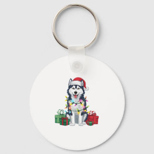Chaveiro Xmas Lighting Santa Hat Alaskan Rouco Dog Christma