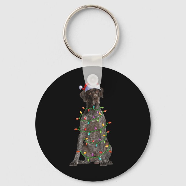 Chaveiro Xmas Lights Santa German Shorthaired Inter Dog Chr (Frente)