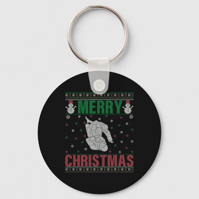 Chaveiro Xmas Pjs Matando Jiu Jitsu Fighter Ugly Christmas (Frente)
