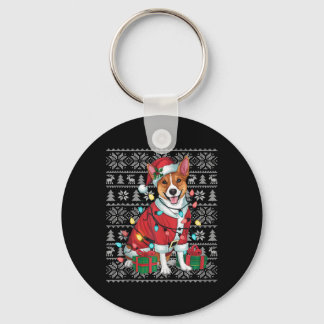 Chaveiro Xmas Sweater Style Fely Papais noeis Basenji Dog C