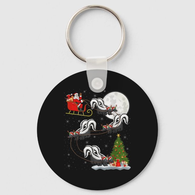 Chaveiro Xmas Tree Lighting Santa Riding Skunk Christmas T  (Frente)