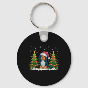 Chaveiro Xmas Tree Lights Havanese Dog Santa Hat Natal