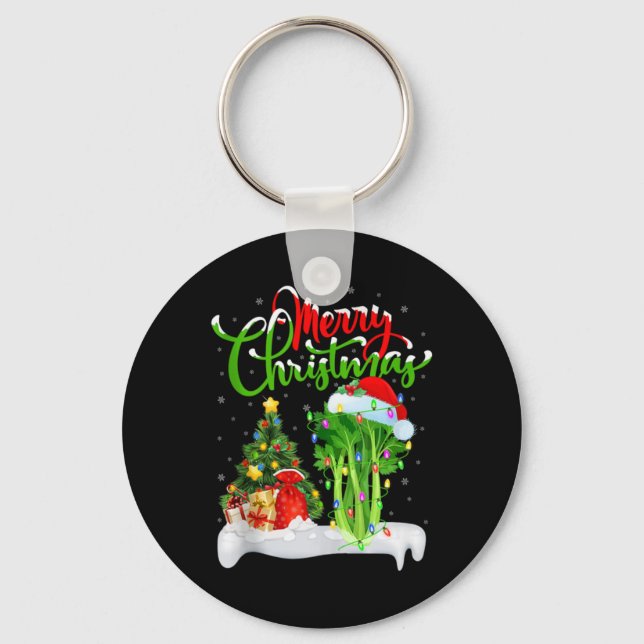 Chaveiro Xmas Tree Lights Santa Hat Vegetable Celery Christ (Frente)
