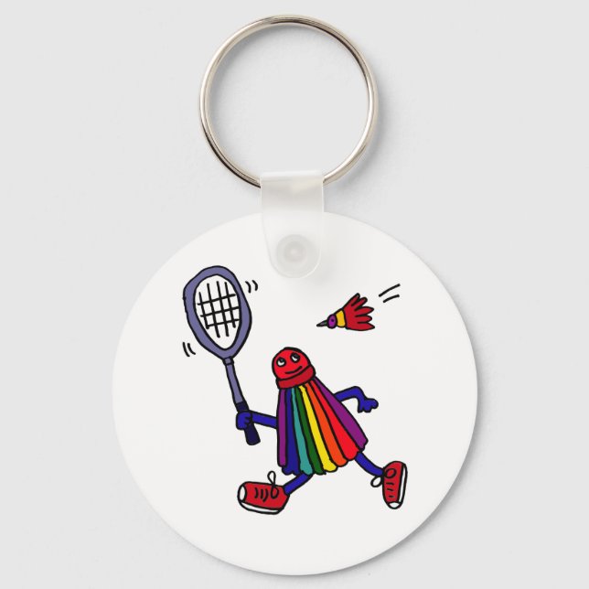Chaveiro XY- Cartoon Badminton Birdie Engraçado (Frente)