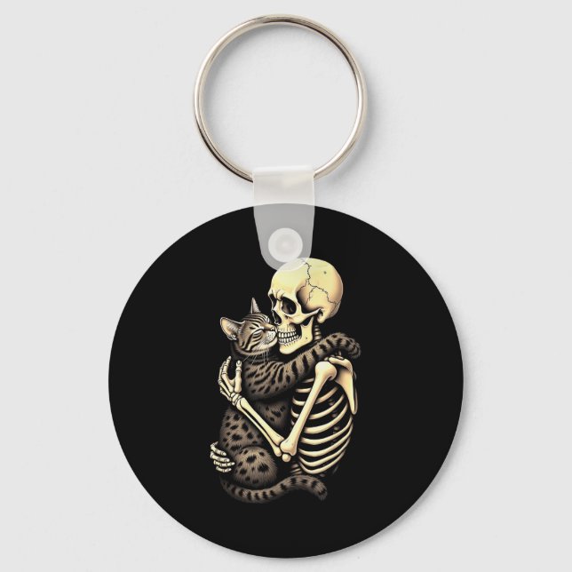 Chaveiro Y Skeleton Hugging Cat Halloween Lovers Human Pro  (Frente)