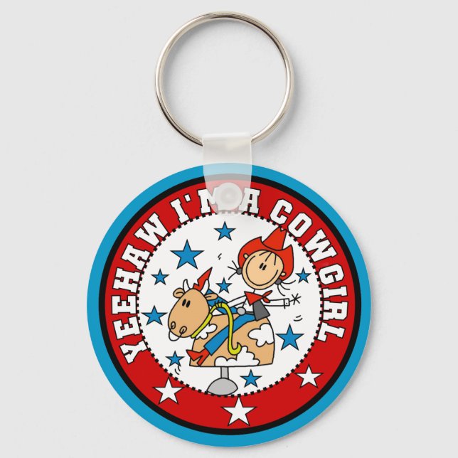 Chaveiro Yee Haw Cowgirl Camisetas e presentes (Frente)