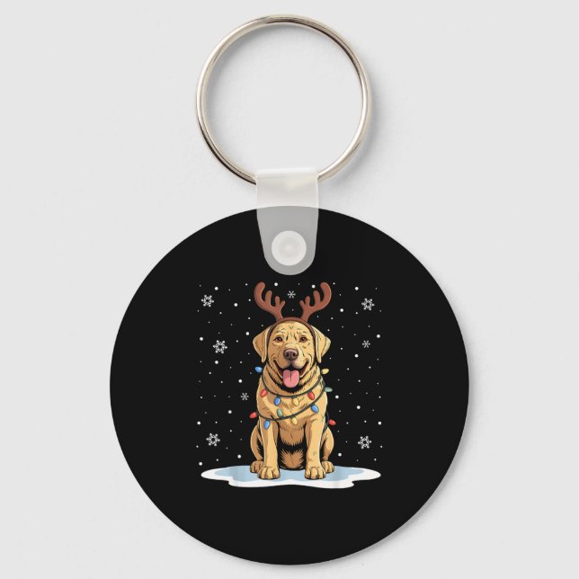 Chaveiro Yellow Lab Labrador Christmas Reindeer Dog Lover X (Frente)