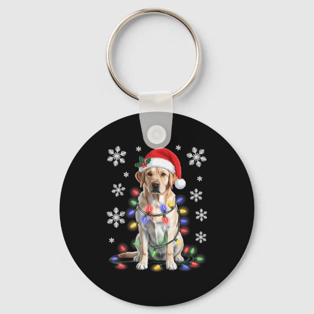 Chaveiro Yellow Labrador Retriever Christmas Tree Light Paj (Frente)