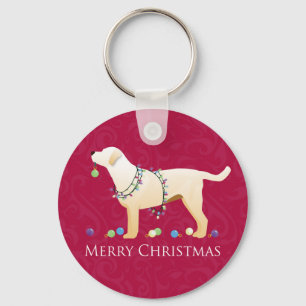 Chaveiro Yellow Labrador Retriever Feliz Design de Natal