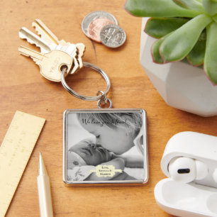 Chaveiro Yellow Minimalist Photo Mother's Day Keychain