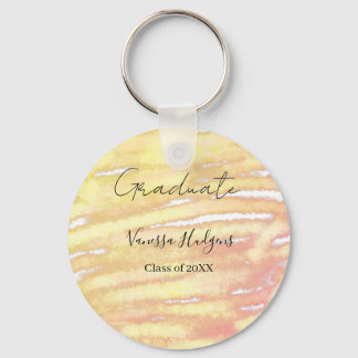 Chaveiro Yellow orange watercolor graduation add name year 