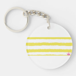 Chaveiro Yellow stripes and a pink crown Acrylic Keychain