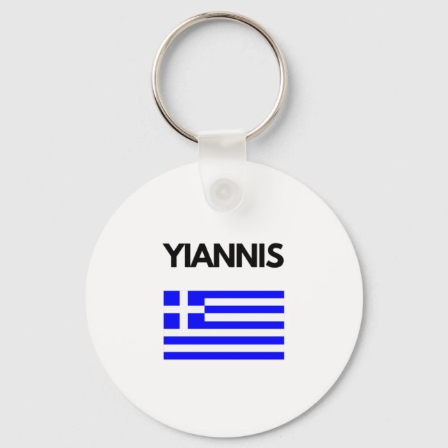 Chaveiro Yiannis Grego Nome com Bandeira Grego Design (Frente)