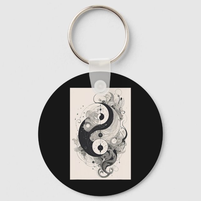Chaveiro Yin e Yang Zen Espiritual Gráfico de Yoga Meditaçã (Frente)