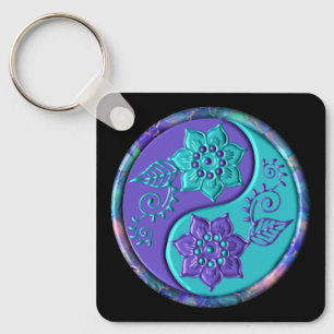 Chaveiro Yin Yang Azul e Roxo