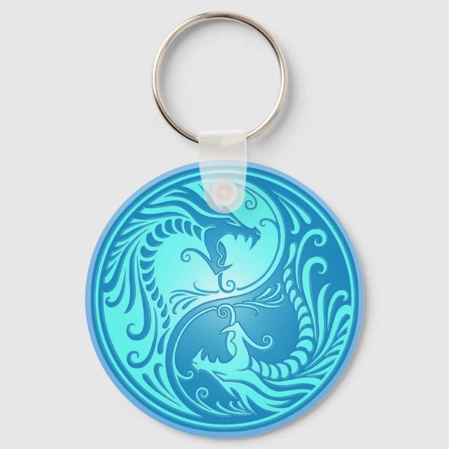 Chaveiro Yin Yang Dragon, azul-claro (Frente)