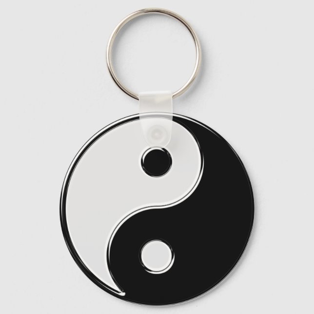 Chaveiro Yin Yang em preto e branco (Frente)