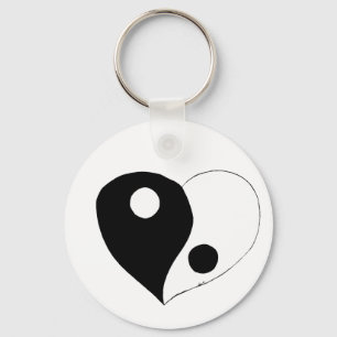 Chaveiro Yin Yang Heart (B/W)