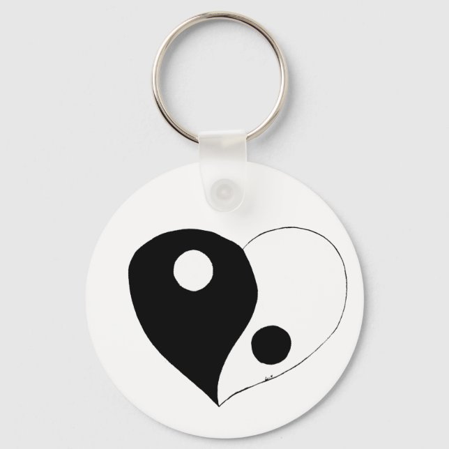 Chaveiro Yin Yang Heart (B/W) (Frente)