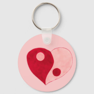 Chaveiro Yin Yang Heart (Vermelho/Rosa)