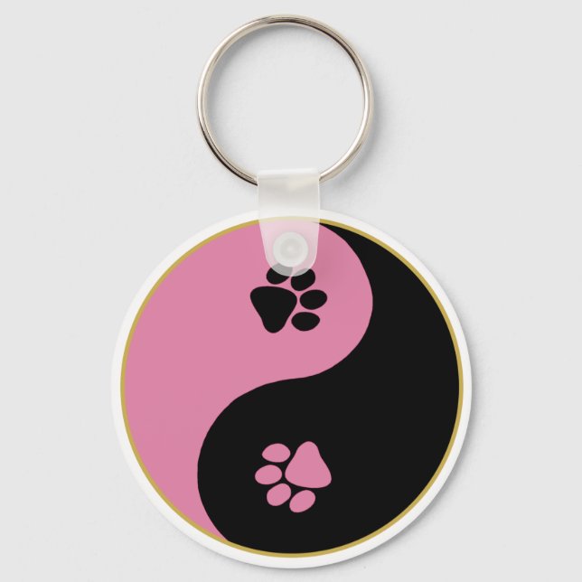 Chaveiro Yin Yang Paws Rosa (Frente)