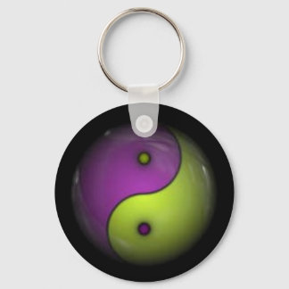 Chaveiro yin yang roxo e verde