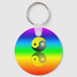 Chaveiro Yin & Yang símbolo em Chakra cores motivo 1