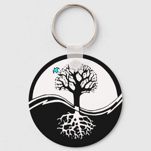 Chaveiro Yin Yang Tree Of Life Black & White (Frente)