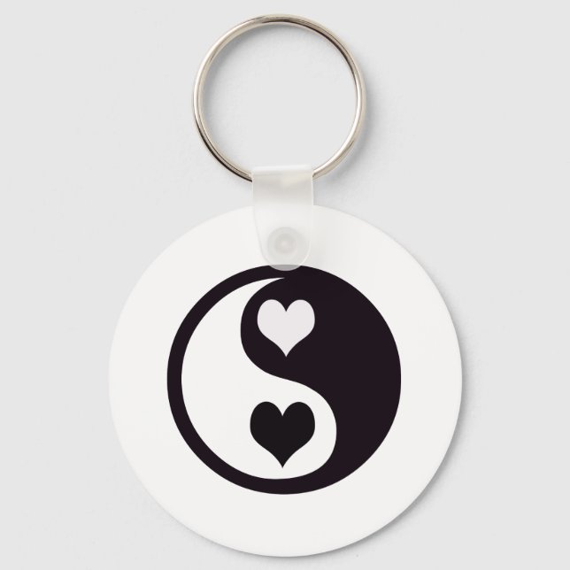 Chaveiro Ying e Yang Black and White Hearts (Frente)