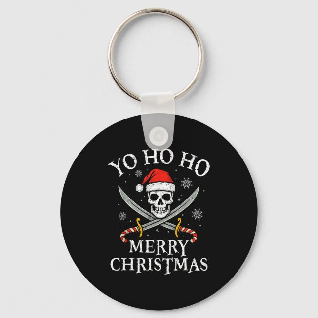Chaveiro Yo Ho Ho Merry Christmas Holiday Rate Santa Hat Bo (Frente)